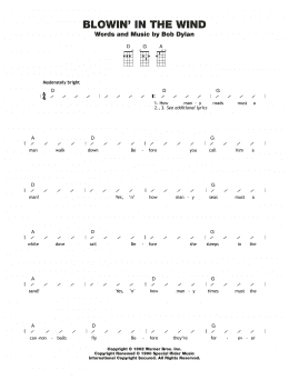 page one of Blowin' In The Wind (Ukulele Chords/Lyrics)