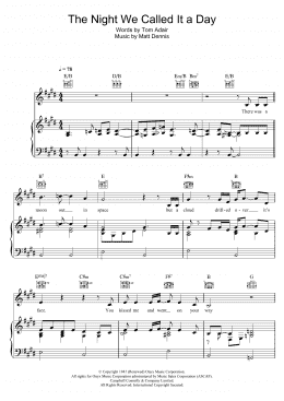 page one of The Night We Called It A Day (Piano, Vocal & Guitar Chords)