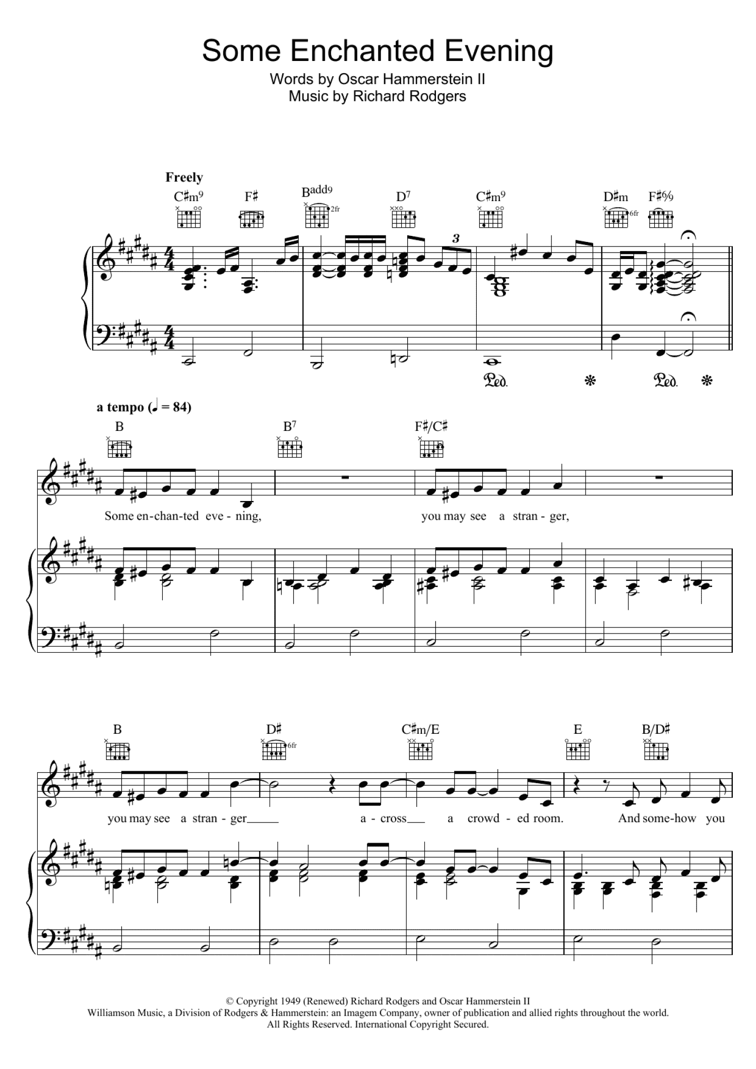 Some Enchanted Evening (from South Pacific) (Piano, Vocal & Guitar Chords)