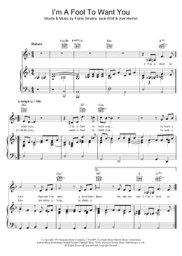 page one of I'm A Fool To Want You (Piano, Vocal & Guitar Chords)