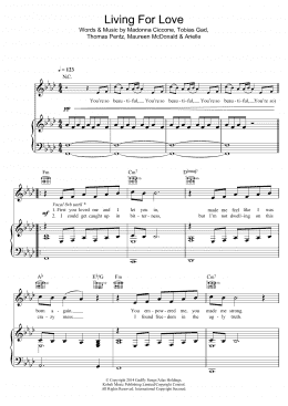 page one of Living For Love (Piano, Vocal & Guitar Chords)