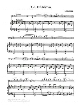 page one of La Paloma (Cello Solo)
