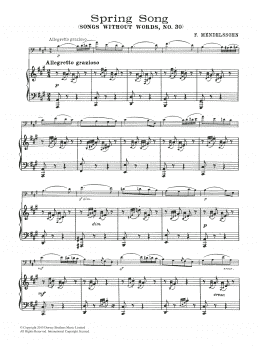 page one of Spring Song, from Songs Without Words, Op.62 (Cello Solo)