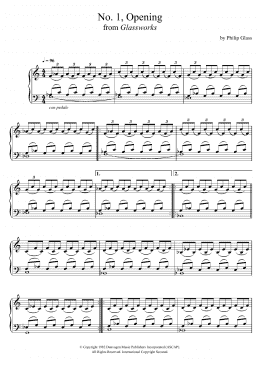 page one of Opening (from Glassworks) (Piano Solo)