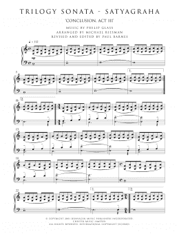 page one of Trilogy Sonata - Satyagraha (Conclusion, Act III) (Piano Solo)