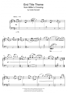 page one of Miller's Crossing (End Titles) (Piano Solo)