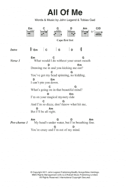 page one of All Of Me (Guitar Chords/Lyrics)