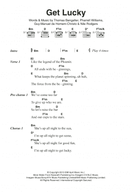 page one of Get Lucky (featuring Pharrell Williams) (Guitar Chords/Lyrics)