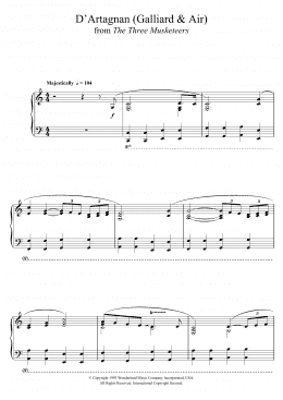 page one of The Three Musketeers (D'Artagnan (Galliard and Air)) (Piano Solo)