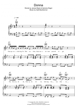 page one of Donna (from 'Hair') (Piano, Vocal & Guitar Chords)