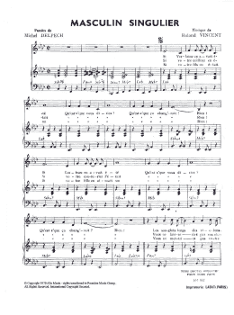 page one of Masculin Singulier (Piano & Vocal)