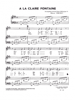 page one of A La Claire Fontaine (Piano & Vocal)