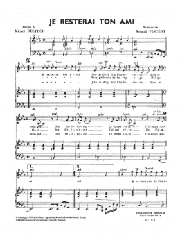 page one of Je Resterai Ton Ami (Piano & Vocal)
