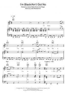 page one of I'm Black/Ain't Got No (from 'Hair') (Piano, Vocal & Guitar Chords)