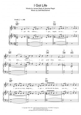 page one of I Got Life (from 'Hair') (Piano, Vocal & Guitar Chords)