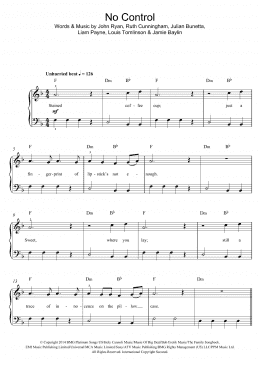 page one of No Control (Piano, Vocal & Guitar Chords)