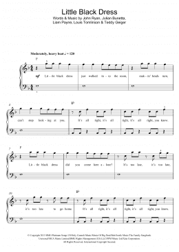 page one of Little Black Dress (Piano, Vocal & Guitar Chords)