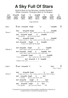 page one of A Sky Full Of Stars (Guitar Chords/Lyrics)