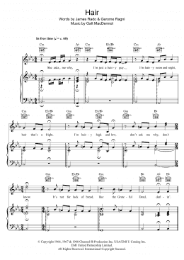 page one of Hair (from 'Hair') (Piano, Vocal & Guitar Chords)