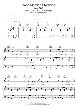 page one of Good Morning Starshine (from 'Hair') (Piano, Vocal & Guitar Chords)