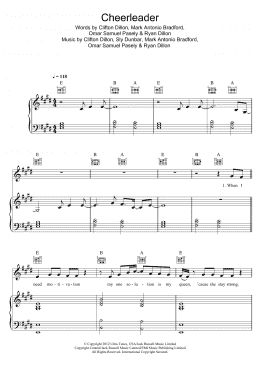page one of Cheerleader (Piano, Vocal & Guitar Chords)