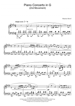 page one of Piano Concerto In G, 2nd Movement 'Adagio Assai' (Excerpt) (Piano Solo)