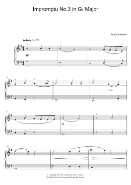 page one of Impromptu No. 3 in G Flat Major, Op.90 (excerpt) (Piano, Vocal & Guitar Chords)