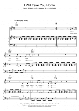 page one of I Will Take You Home (Piano, Vocal & Guitar Chords)