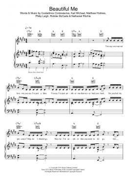 page one of Beautiful Me (Piano, Vocal & Guitar Chords)