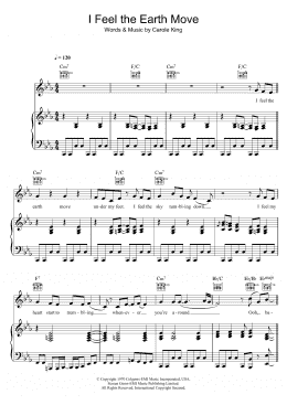 page one of I Feel The Earth Move (Piano, Vocal & Guitar Chords)