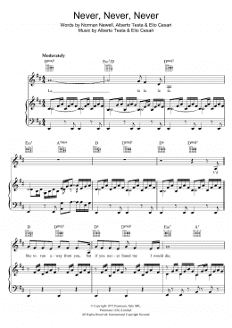 page one of Never Never Never (Piano, Vocal & Guitar Chords)