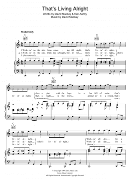 page one of That's Livin' Alright (Piano, Vocal & Guitar Chords)