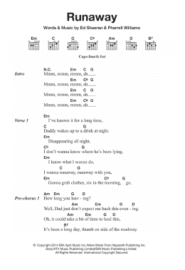 page one of Runaway (Guitar Chords/Lyrics)