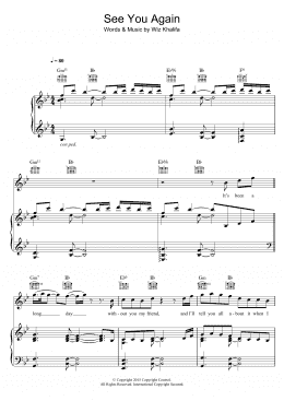page one of See You Again (featuring Charlie Puth) (Piano, Vocal & Guitar Chords (Right-Hand Melody))