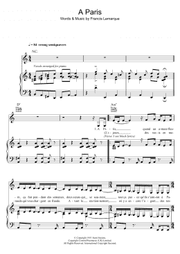 page one of A Paris (Piano, Vocal & Guitar Chords)