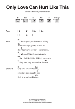 page one of Only Love Can Hurt Like This (Guitar Chords/Lyrics)
