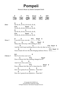 page one of Pompeii (Guitar Chords/Lyrics)