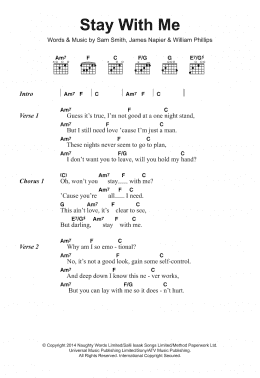 Sam Smith Stay With Me Sheet Music Notes, play with me tab 