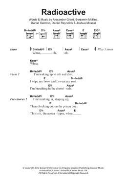page one of Radioactive (Guitar Chords/Lyrics)