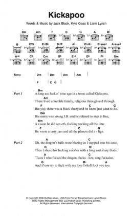 page one of Kickapoo (Guitar Chords/Lyrics)