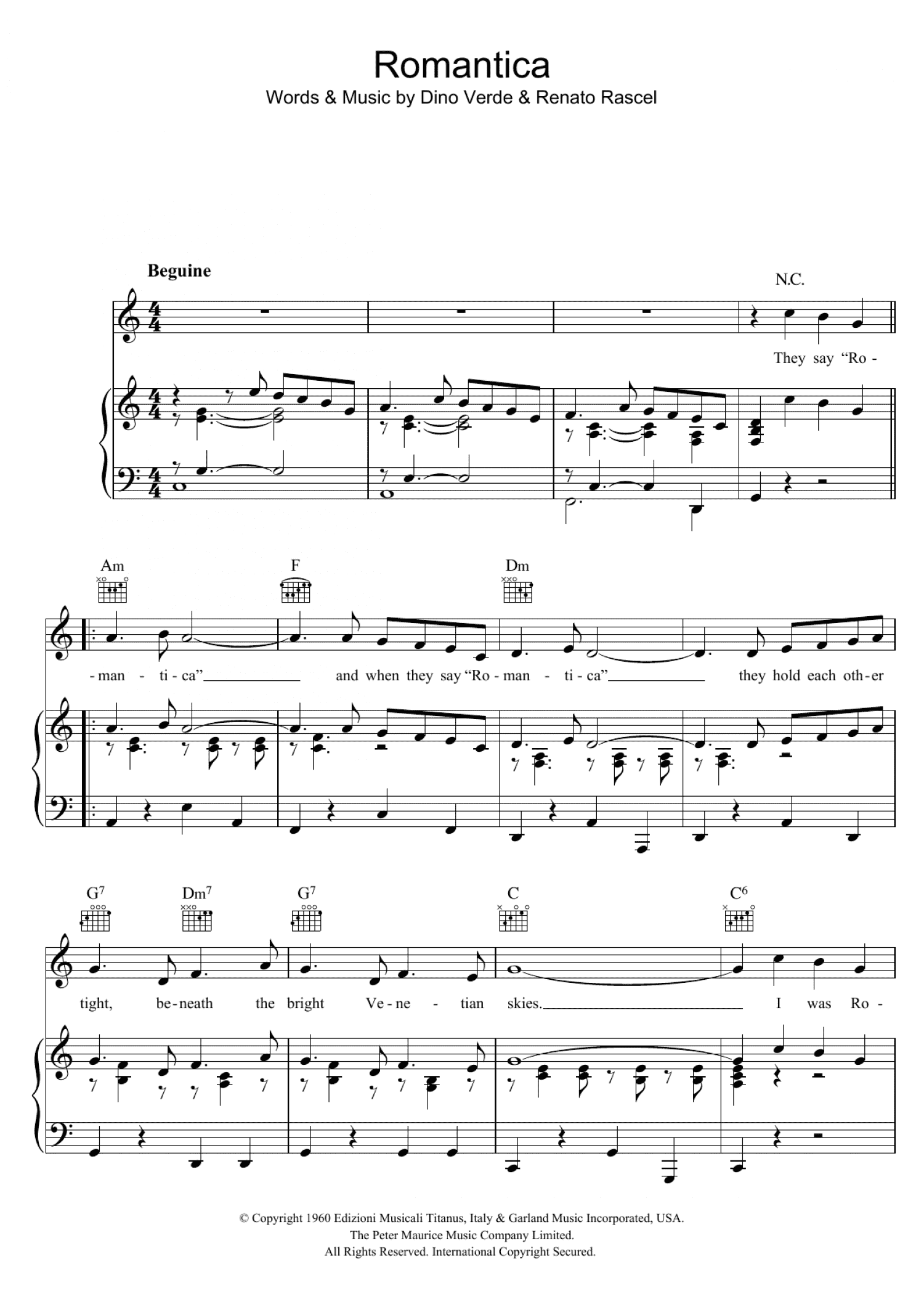 Romantica (Piano, Vocal & Guitar Chords)