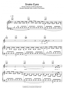 page one of Snake Eyes (Piano, Vocal & Guitar Chords)