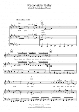 page one of Reconsider Baby (Piano, Vocal & Guitar Chords)