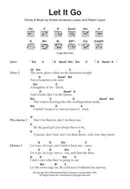 page one of Let It Go (from Frozen) (Guitar Chords/Lyrics)