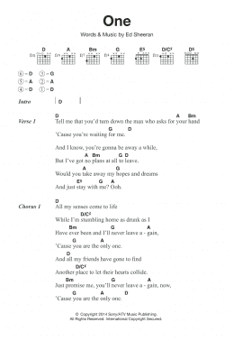 page one of One (Guitar Chords/Lyrics)