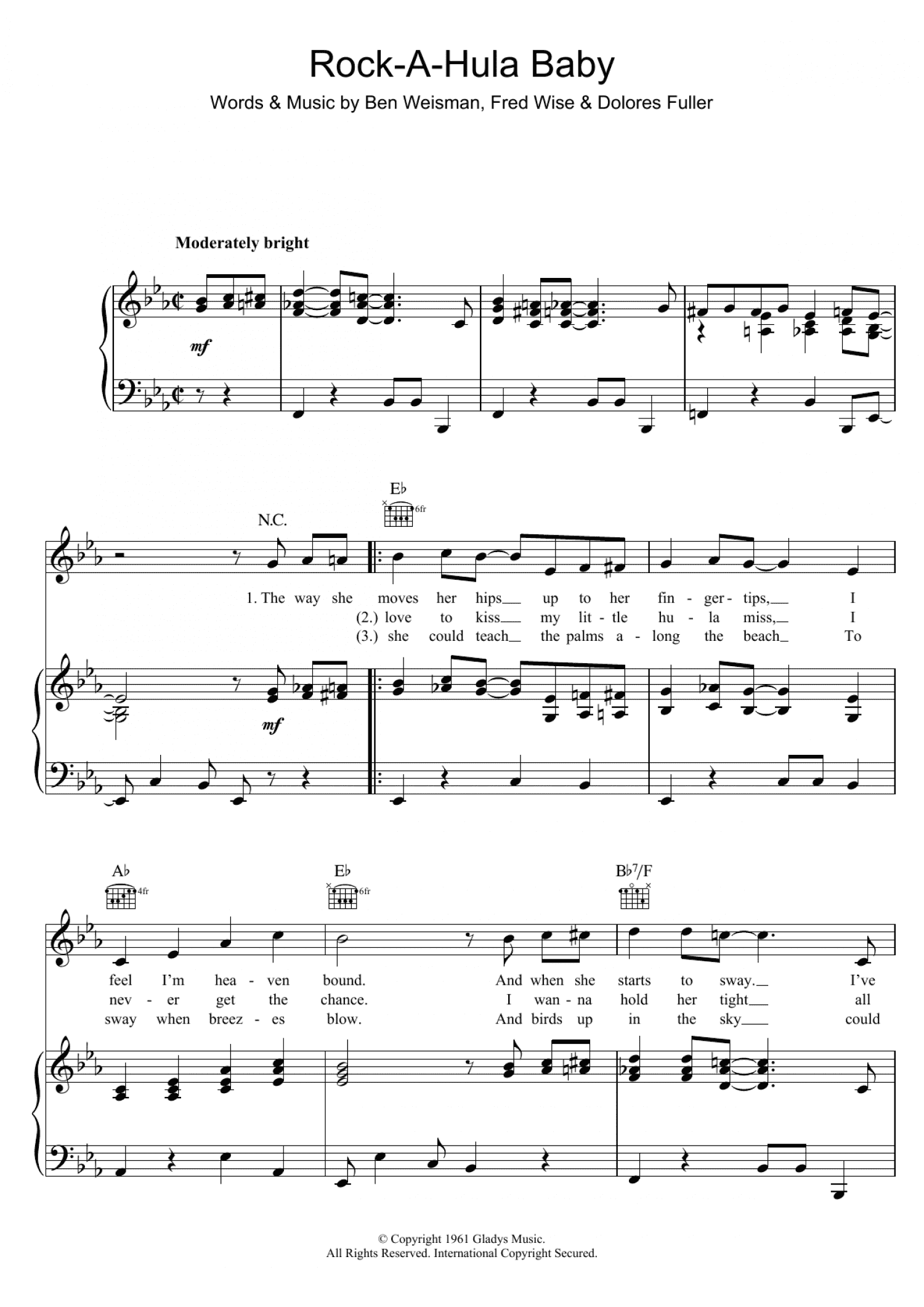 Rock-A-Hula Baby (Piano, Vocal & Guitar Chords)