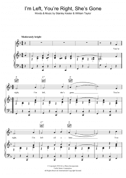 page one of I'm Left, You're Right, She's Gone (Piano, Vocal & Guitar Chords)