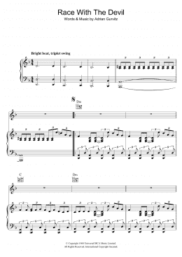 page one of Race With The Devil (Piano, Vocal & Guitar Chords)