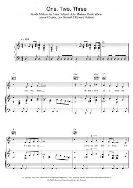page one of One, Two, Three (Piano, Vocal & Guitar Chords)