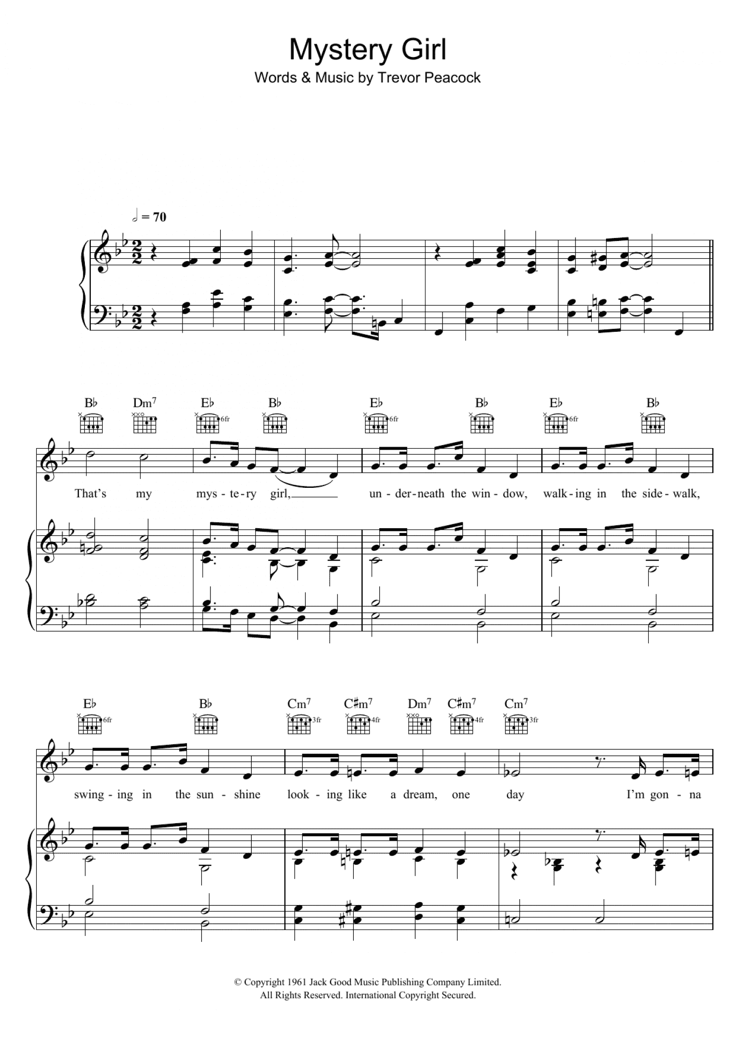 Mystery Girl (Piano, Vocal & Guitar Chords)